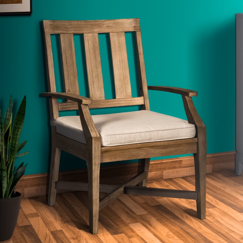 Foundry Select Orrie Fabric Solid Wood Slat Back Arm Chair